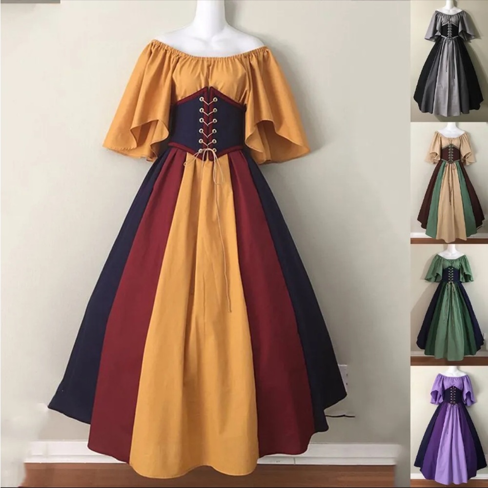 Womens Renaissance Medieval Victorian Fancy Dress Gothic Cosplay Vintage Costume